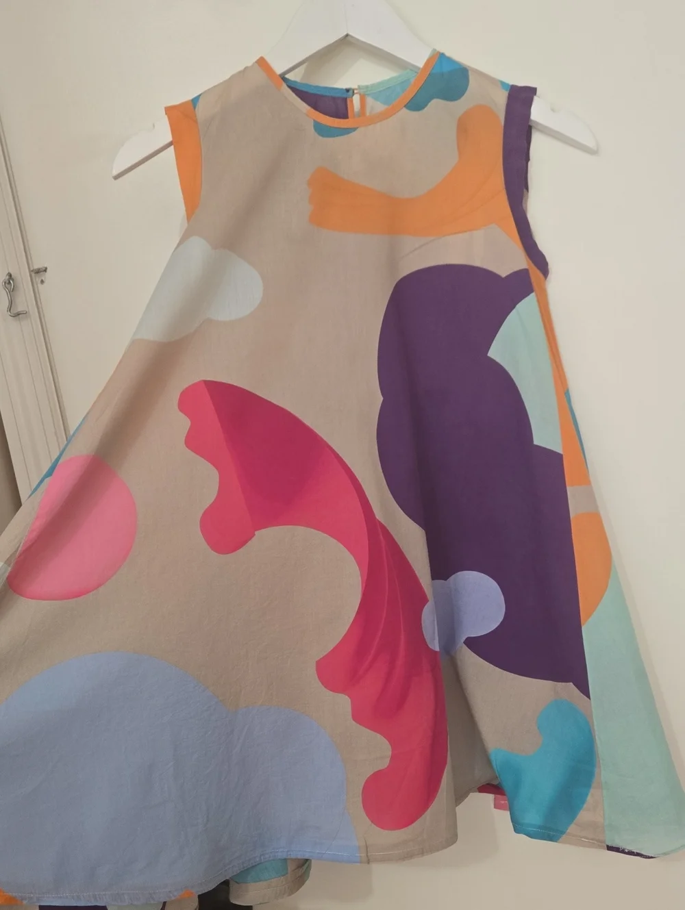 JNBY Kids Cream All-Over Print  Dress, with Back Button Closure, S 4-5